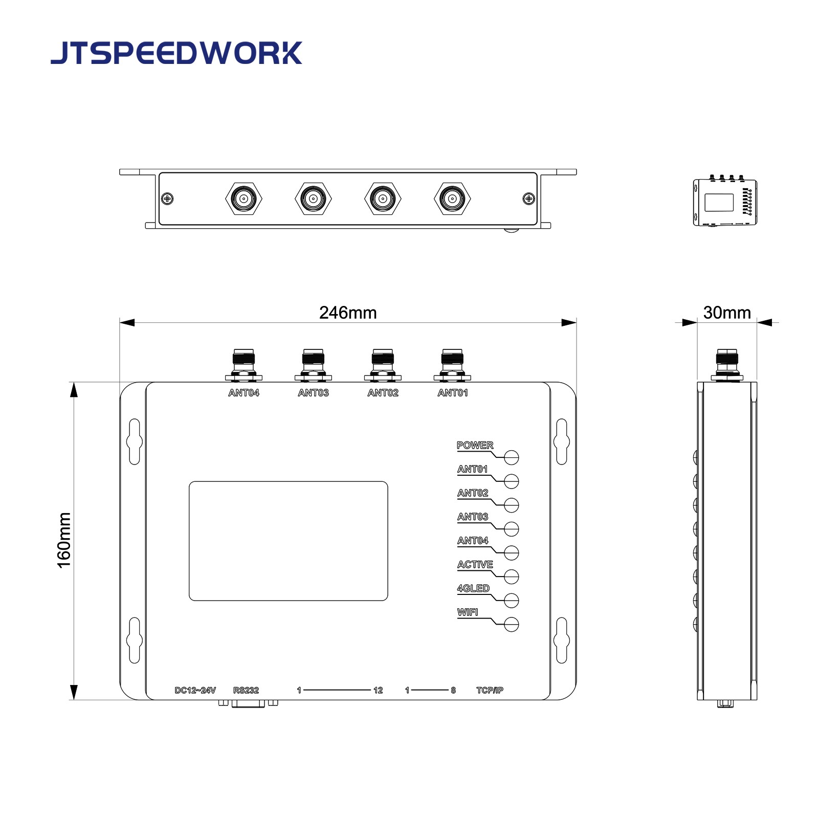 JT-928 Pembaca RFID UHF Tetap 2/4 Port ISO18000-6C TM200 | Mendukung Chip Impinj E710