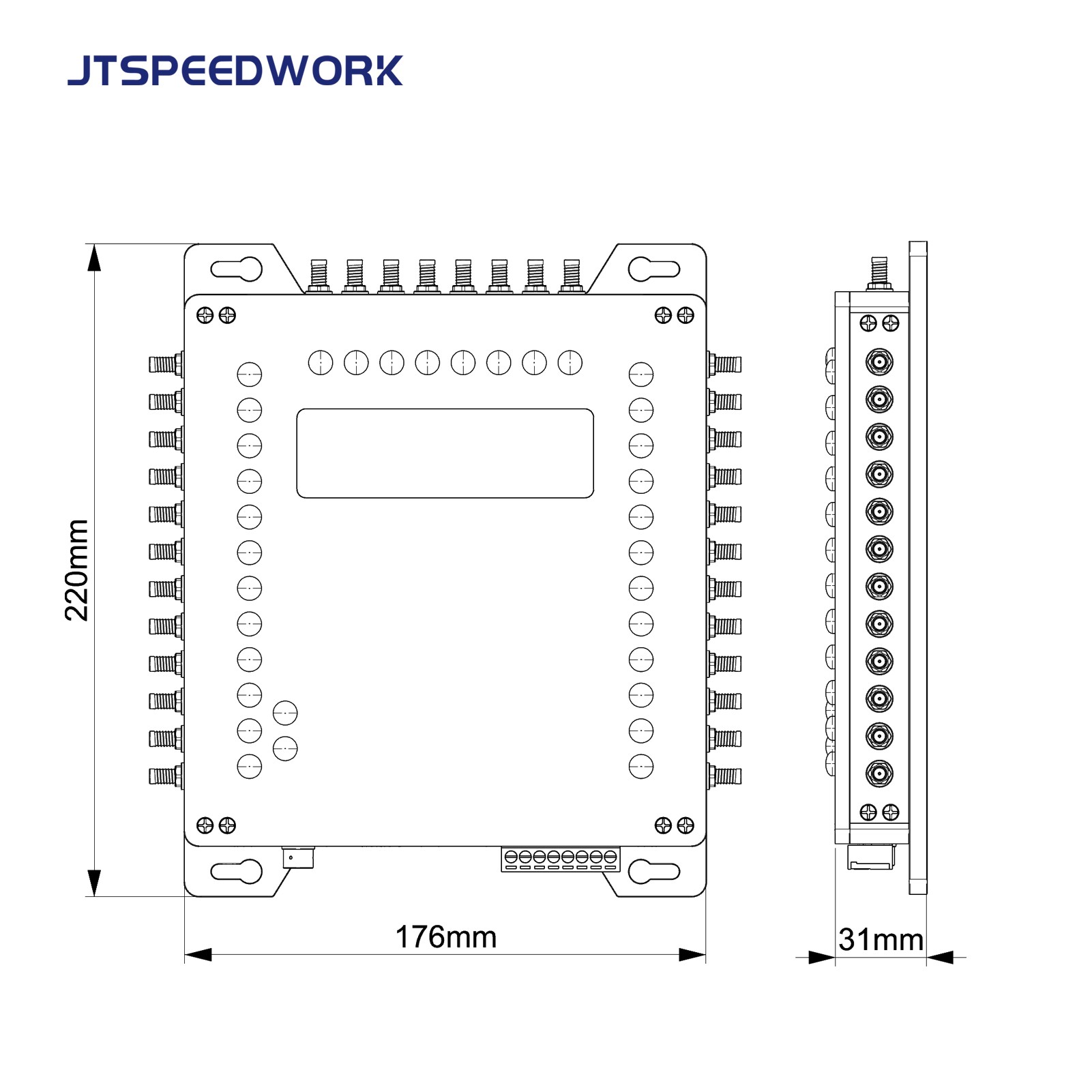 JT-932 Pembaca RFID UHF 32 Port Tetap Impinj R2000 Sensitivitas Tinggi ISO18000-6C