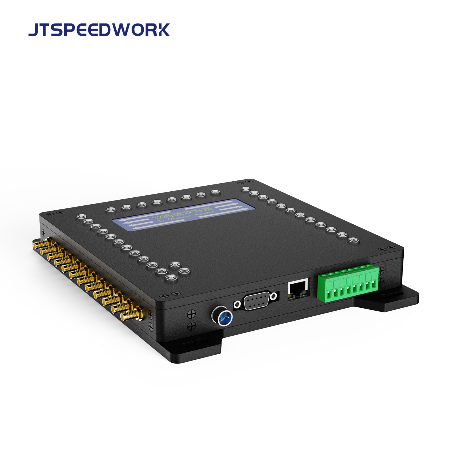 JT-932 Pembaca RFID UHF 32 Port Tetap Impinj R2000 Sensitivitas Tinggi ISO18000-6C