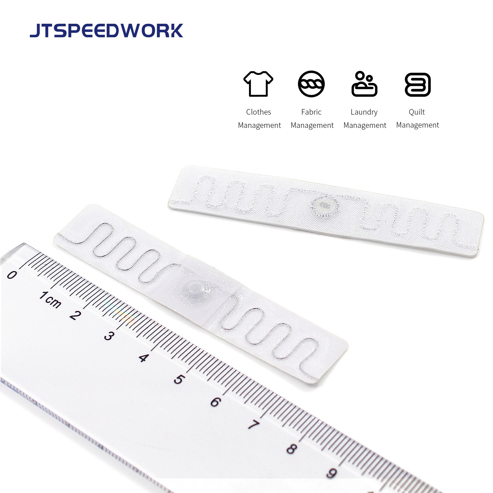 JT-F7515 902-928Mhz UHF Tag Kain RFID yang Dapat Dicuci 75x15MM