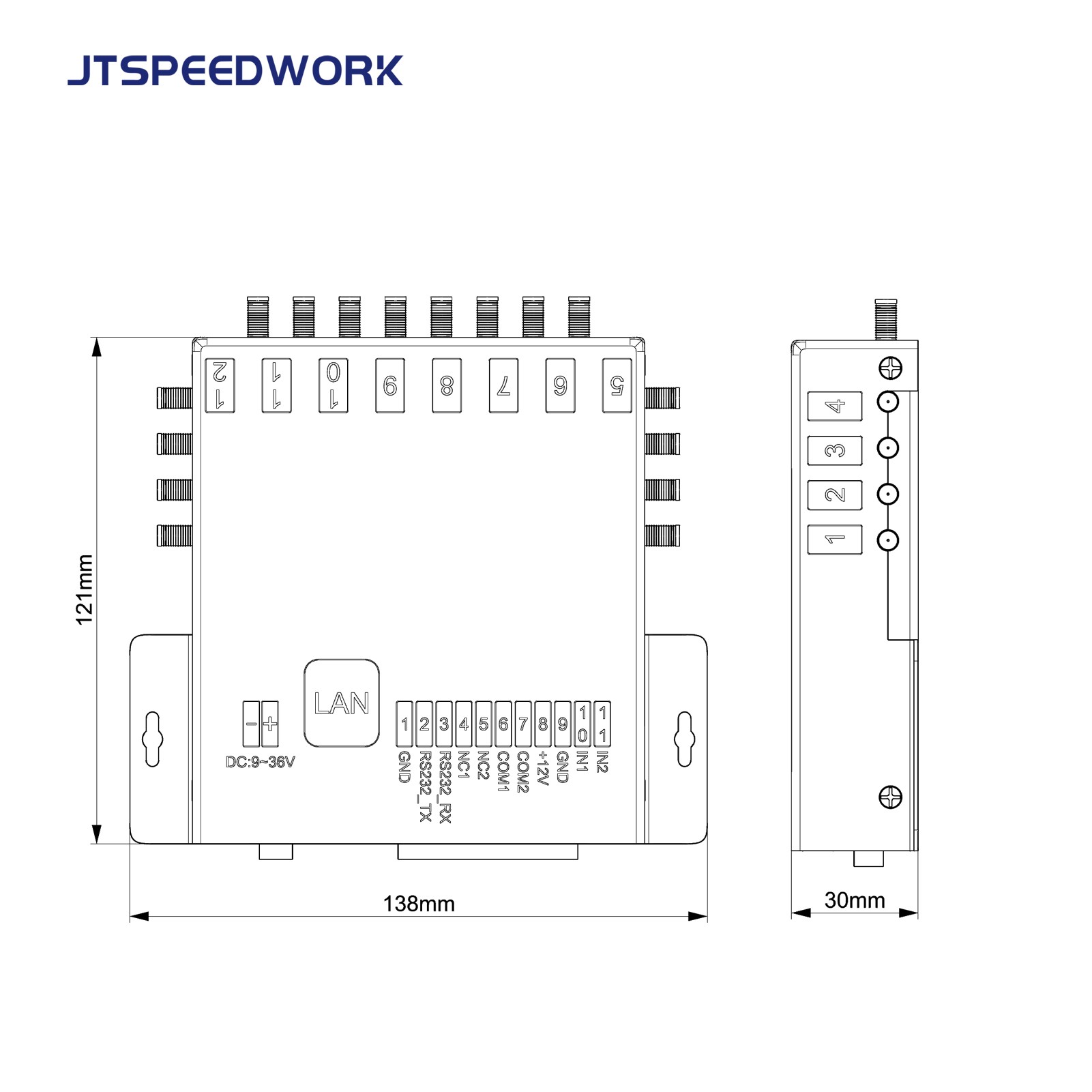 JT-932-8/16 Pembaca RFID UHF Tetap 8/16 port 860-960MHz untuk Manajemen Gudang