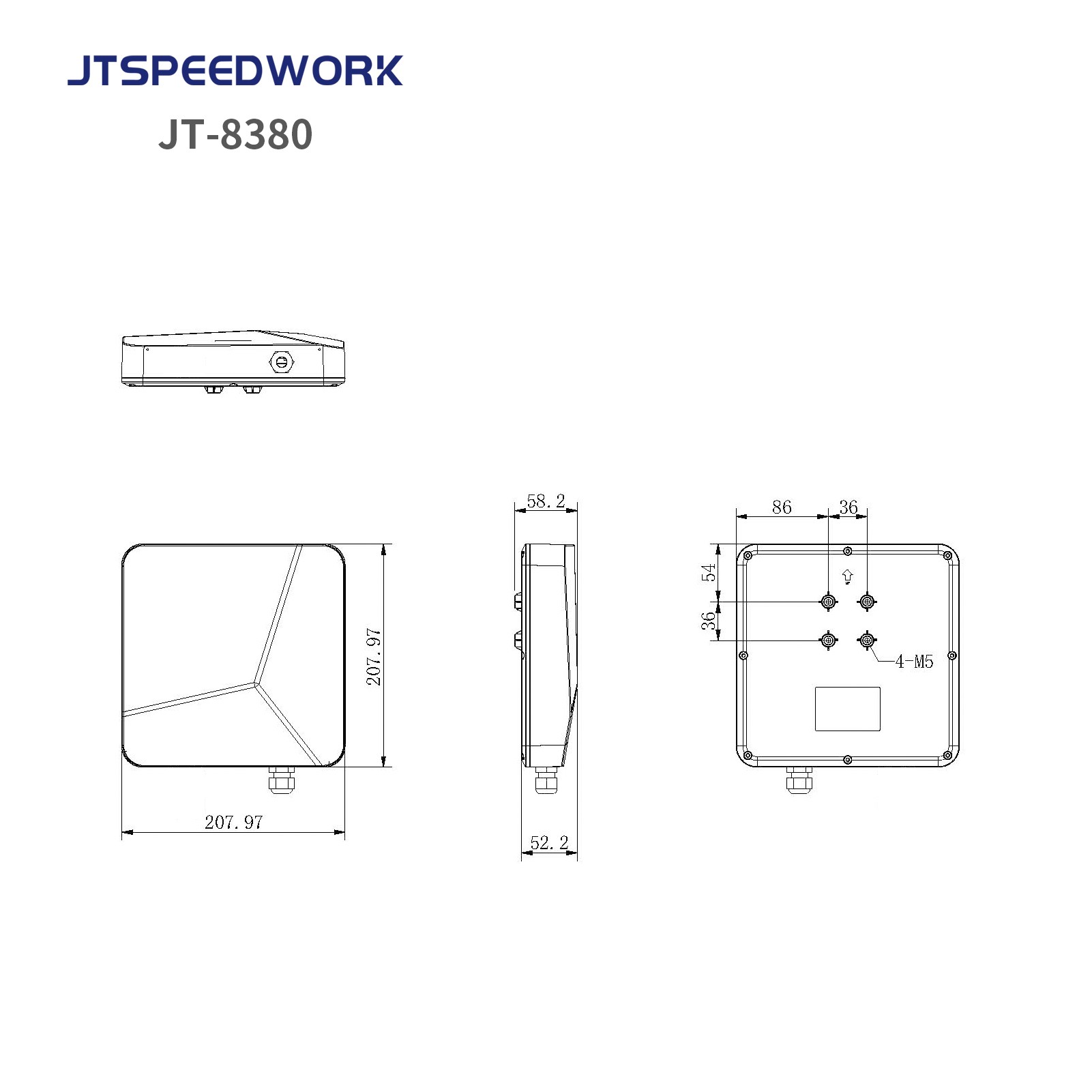 JT-8380 Pembaca RFID UHF Jarak Menengah 0-6m 902-928MHz