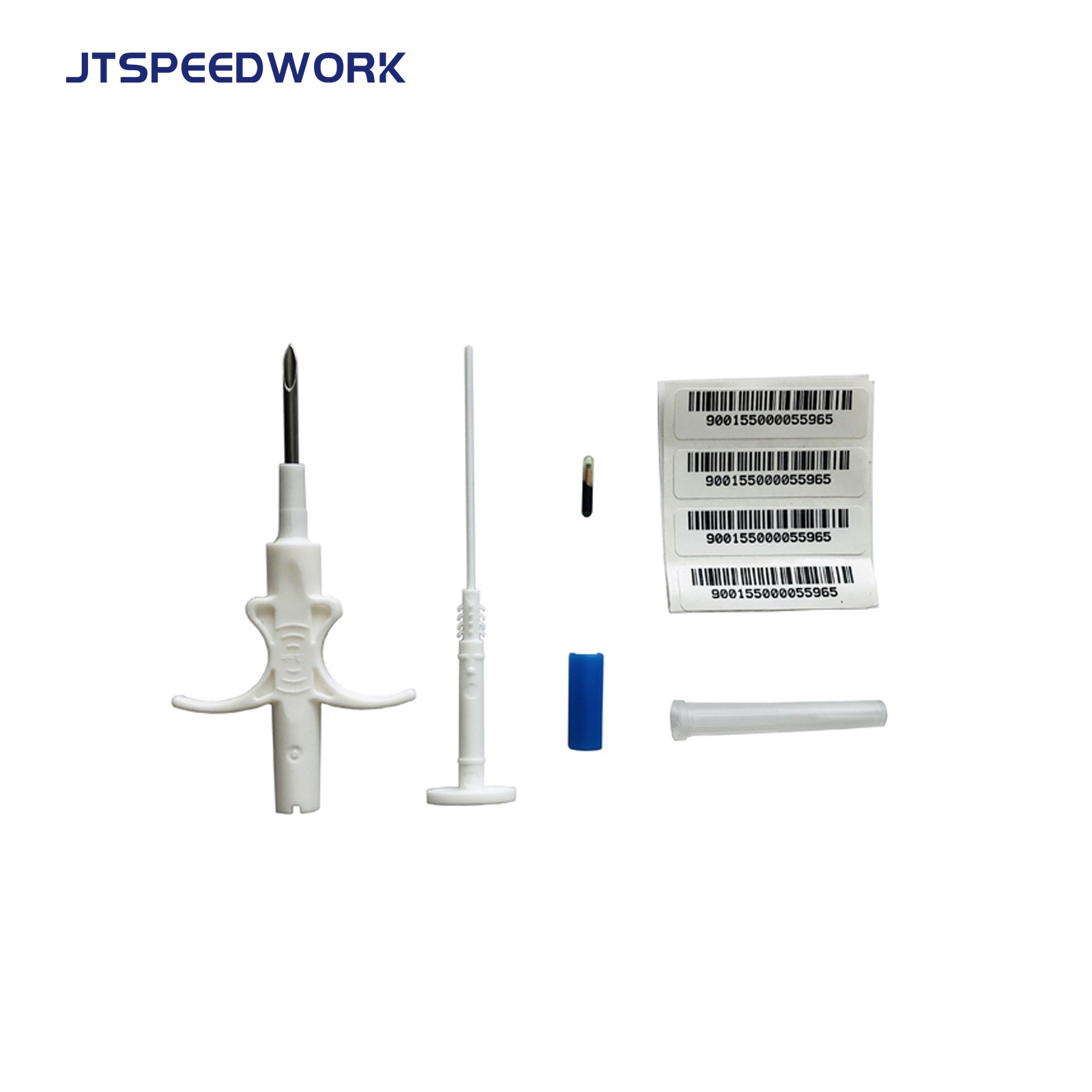 JT-A002 Chip Tag RFID Identifikasi Hewan Peliharaan Tag Pelacak Mikrochip Hewan yang Dapat Disuntikkan 134,2 kHz Hewan yang Ditanam dengan Jarum Sekali Pakai