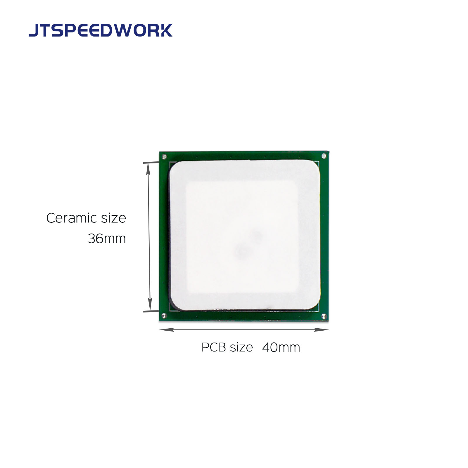 Antena Keramik RFID UHF JT-T0036 3dBi 36*36mm 865-868/902-928MHz RHCP untuk PDA